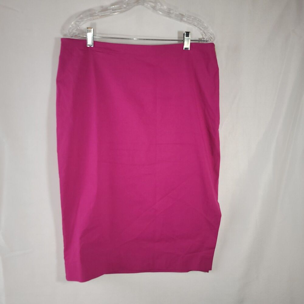 Worthington Hot Pink Pencil Skirt Size 16 Side Gold Zipper Career Stretch Midi